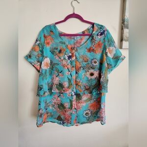 NY Collection floral blouse top 2X